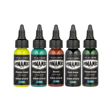 Platinum by Dynamic Earth - Zestaw tuszu do tatuażu, 5 x 30 ml