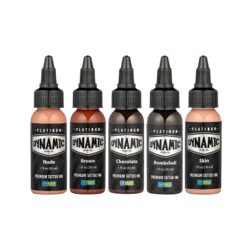 Platinum by Dynamic Flesh - Zestaw tuszu do tatuażu, 5 x 30 ml