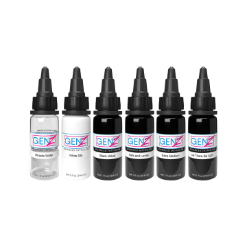 Intenze Ink Gen-Z Mark Mahoney Gangster Grey - Zestaw tuszu, 6 x 30 ml