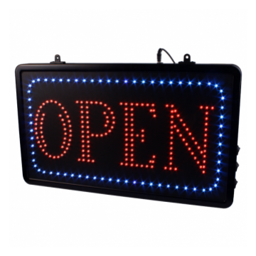 Szyld LED z łańcuszkiem do zawieszenia - OPEN - wtyczka